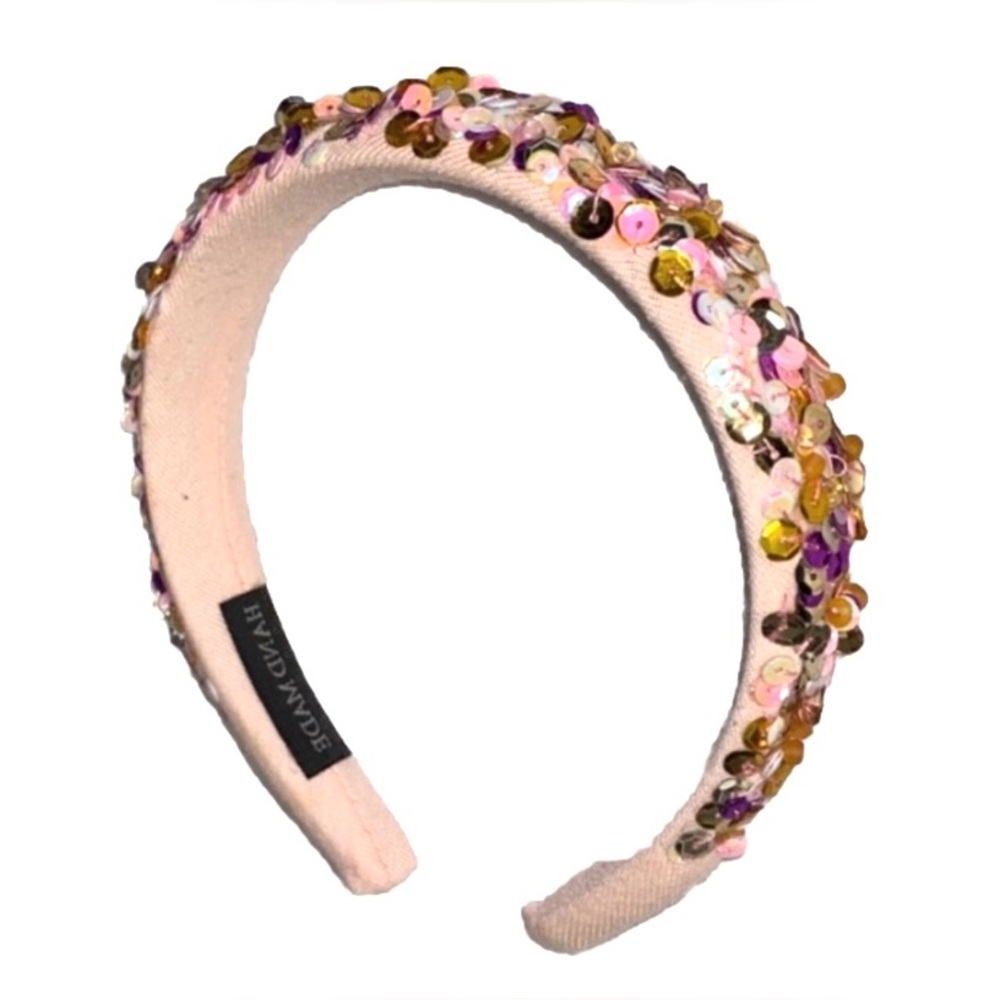 Handcrafted beaded Colorful with Sequin in pink Headband